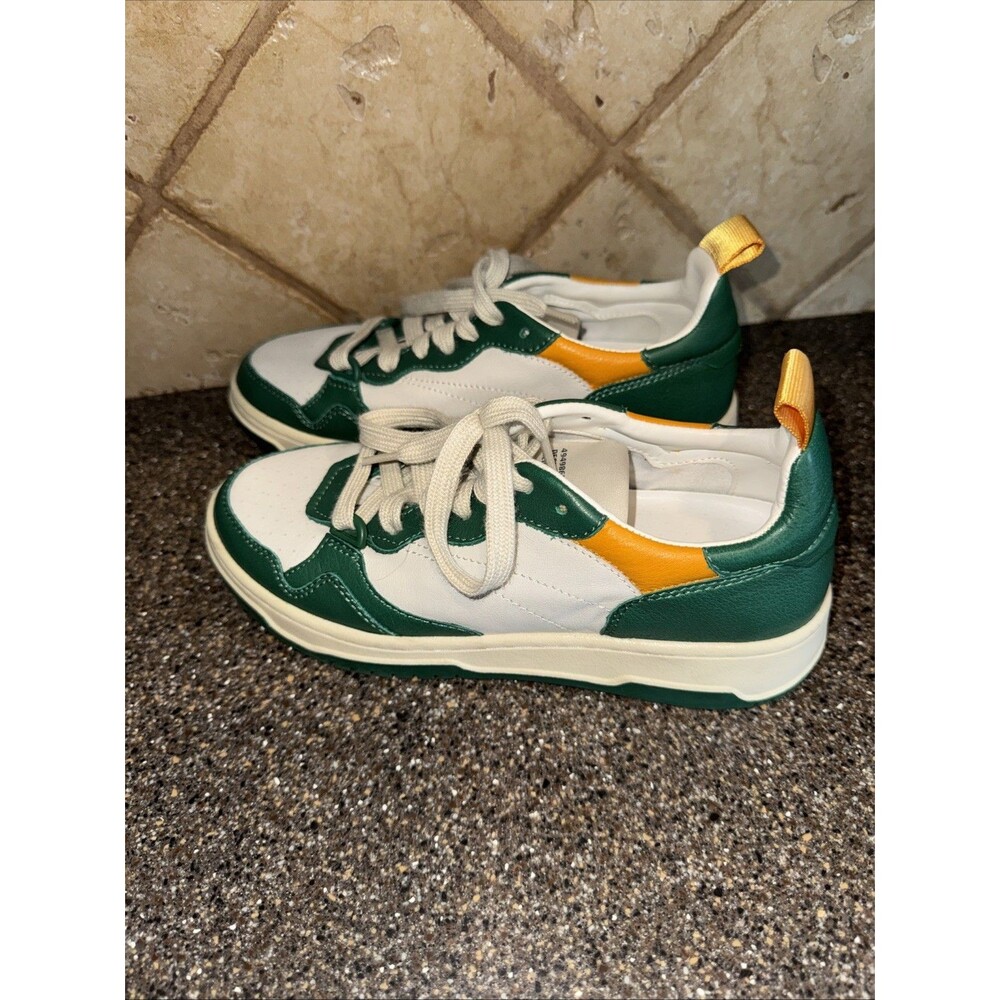 Steve Madden Women's Everlie Leather Sneakers Sz 5.5White Green Yellow Green Bay